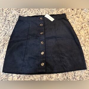 Chic Black Button-Front Corduroy Mini Skirt
